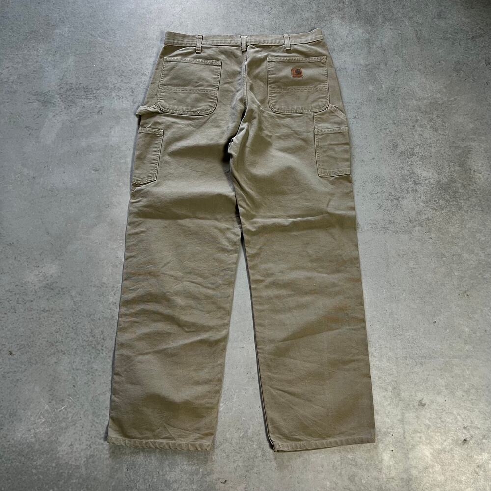 Carhartt Dungaree Loose Fit Carpenter Jeans Tan Mens 36x34 Cream Pants B11DES